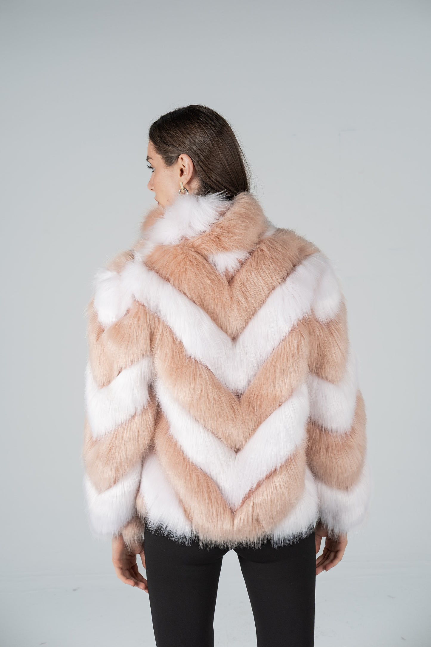 CHEVRON MULTICOLOR FUR JACKET