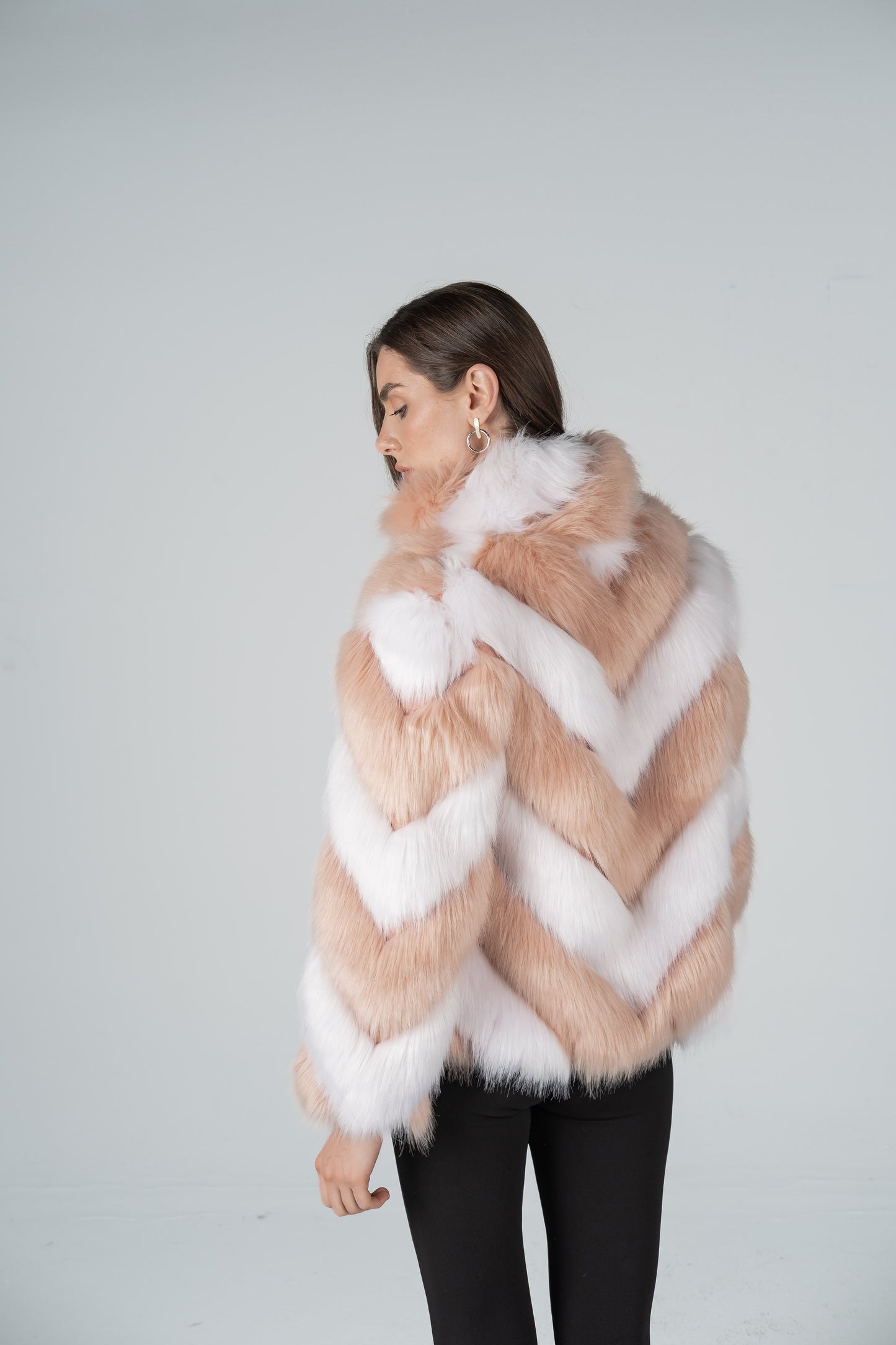 CHEVRON MULTICOLOR FUR JACKET