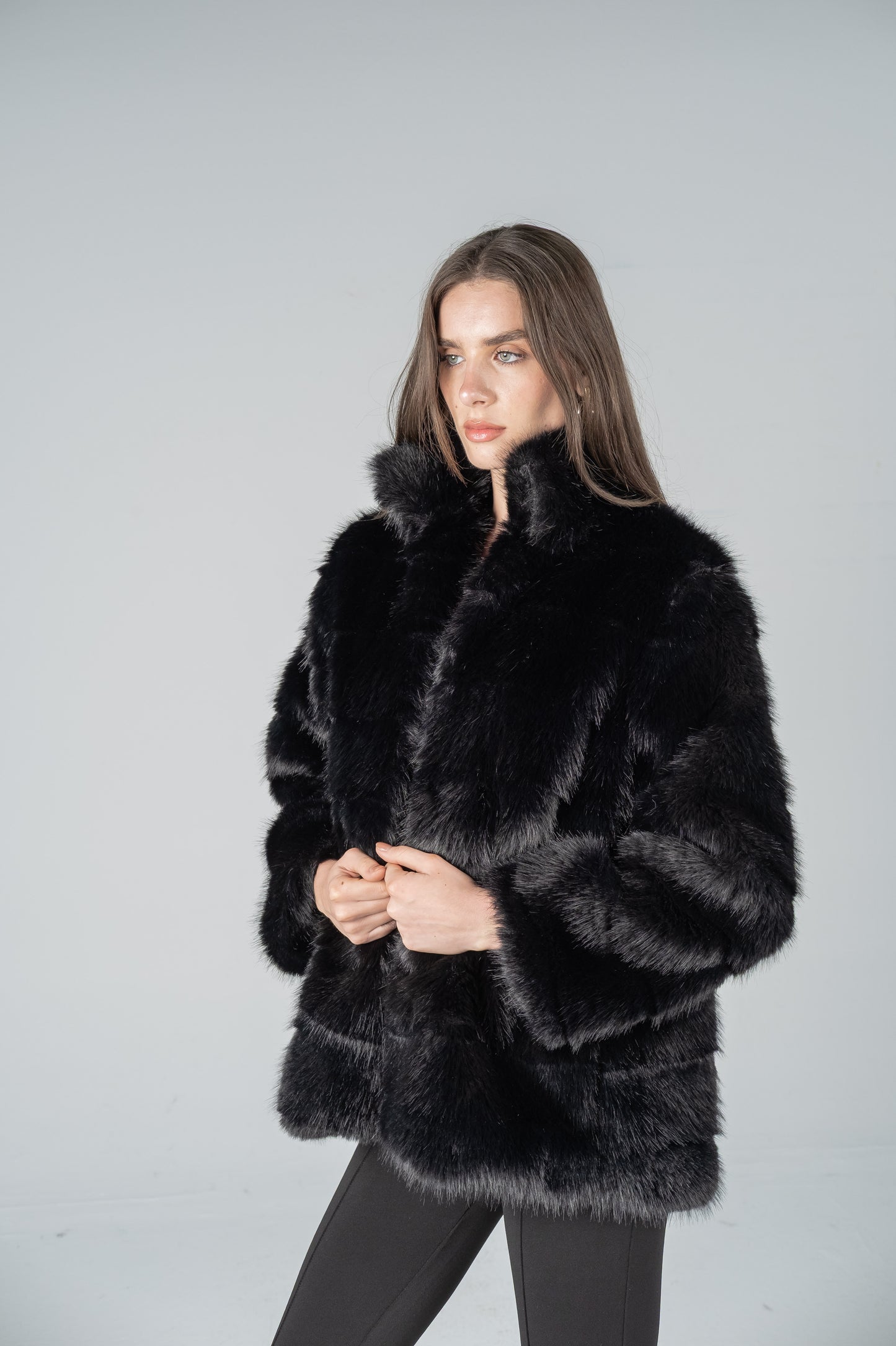 BLACK SHORT FUR JACKET