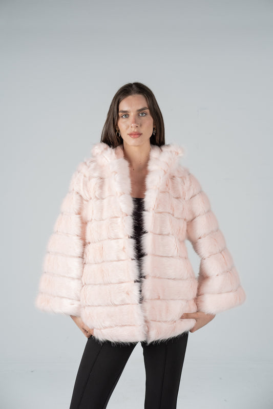 BABY PINK BANDED FUR JACKET
