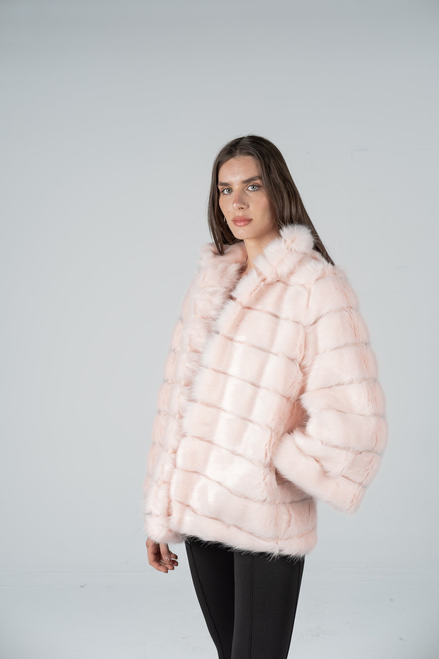 BABY PINK BANDED FUR JACKET