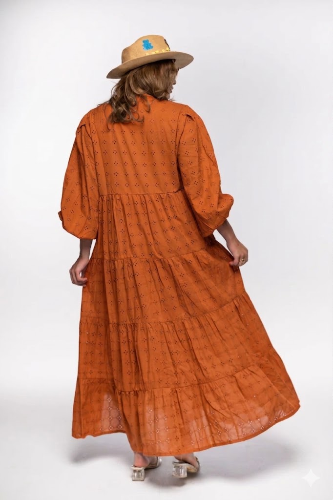 SKY BLOOM EYELET DRESS