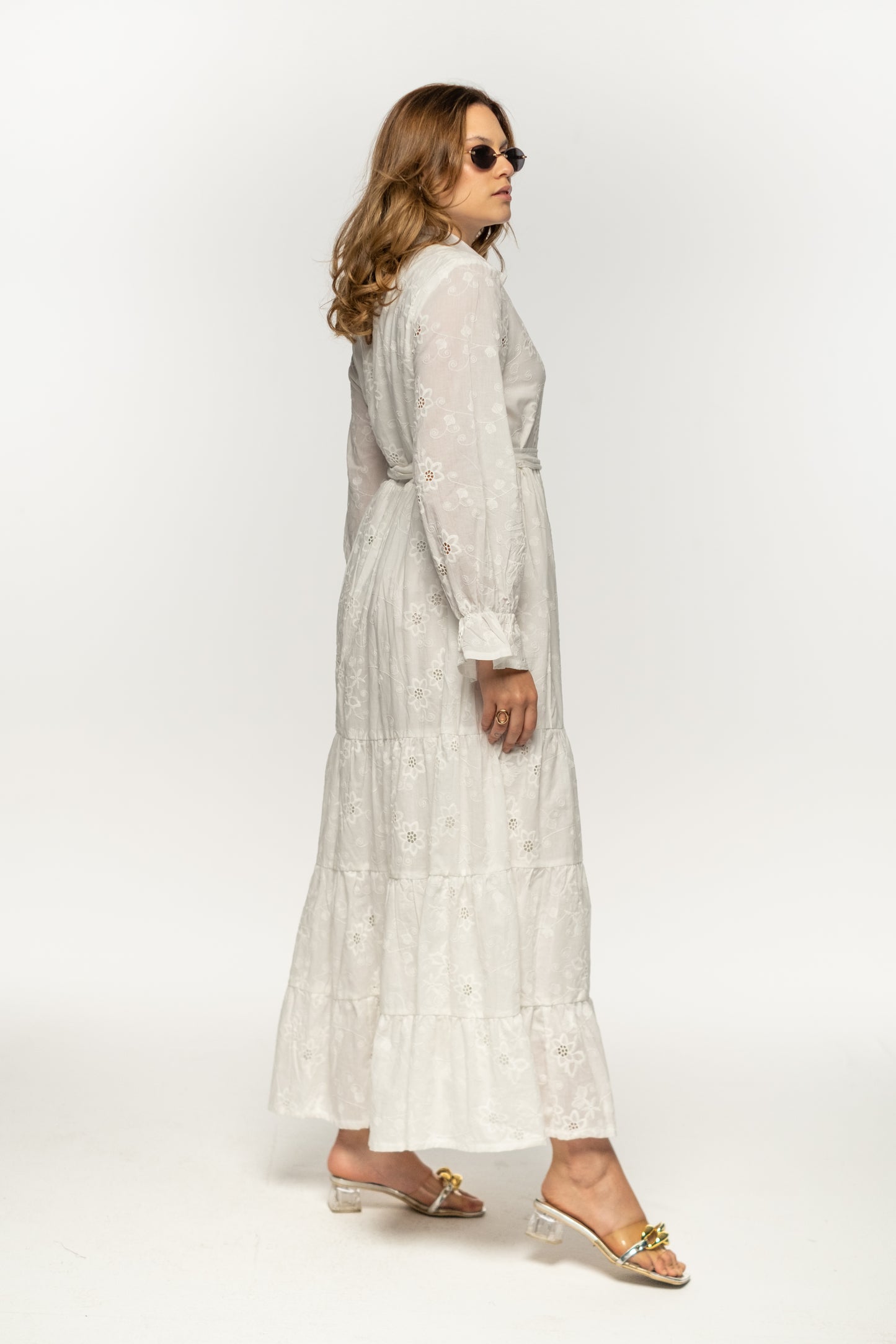 WHITE SCRIPT DRESS