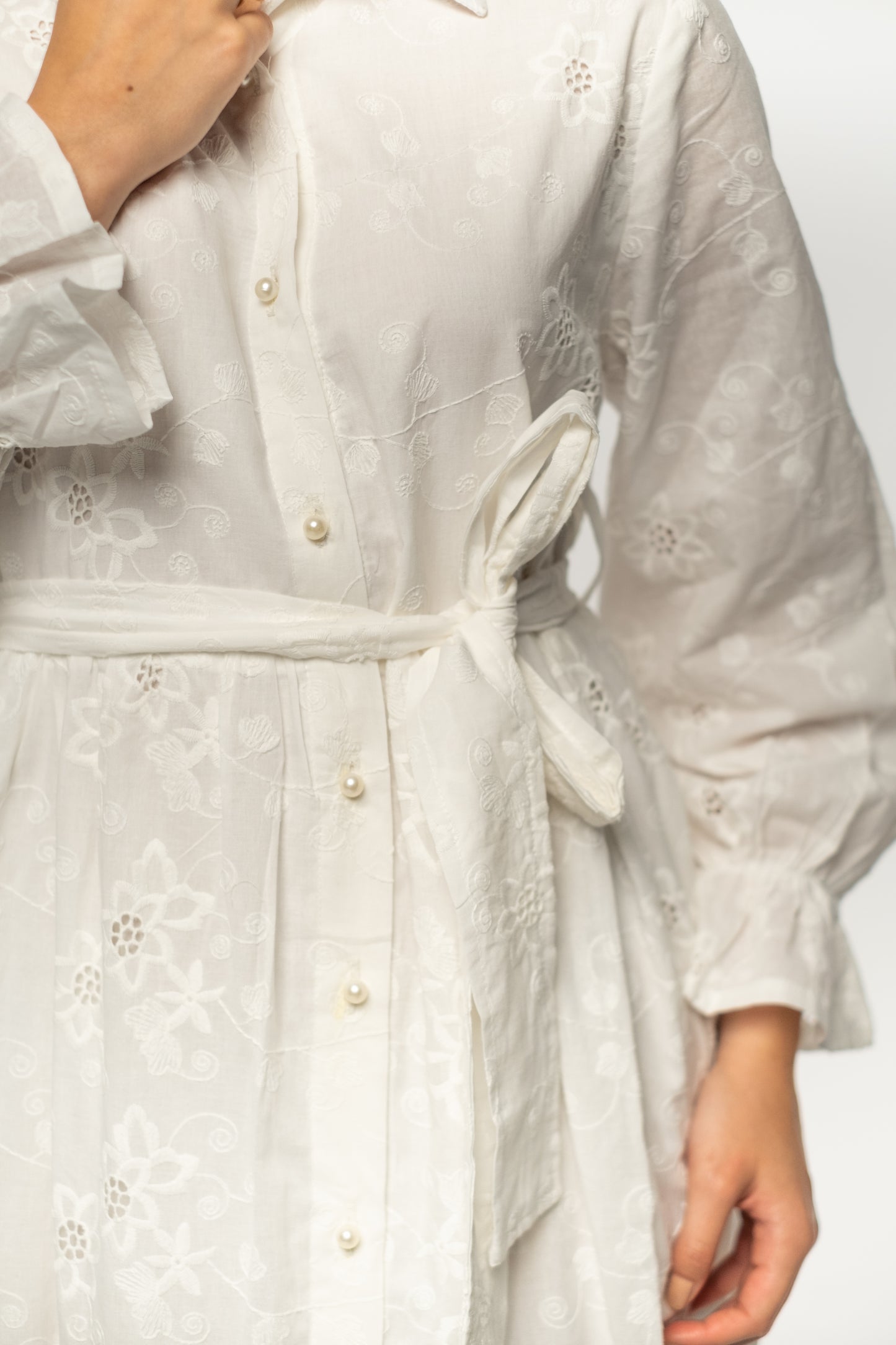WHITE SCRIPT DRESS