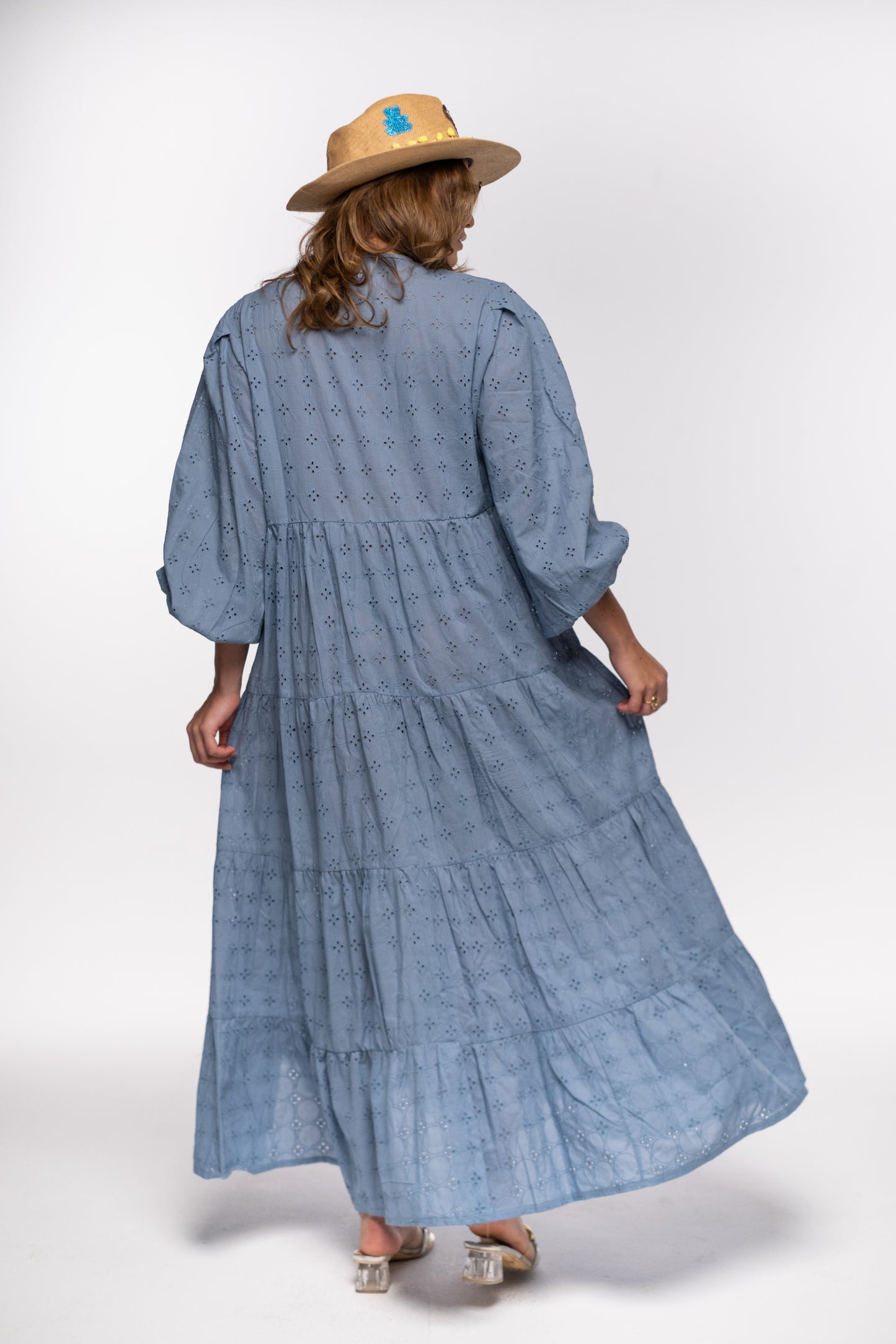 SKY BLOOM EYELET DRESS
