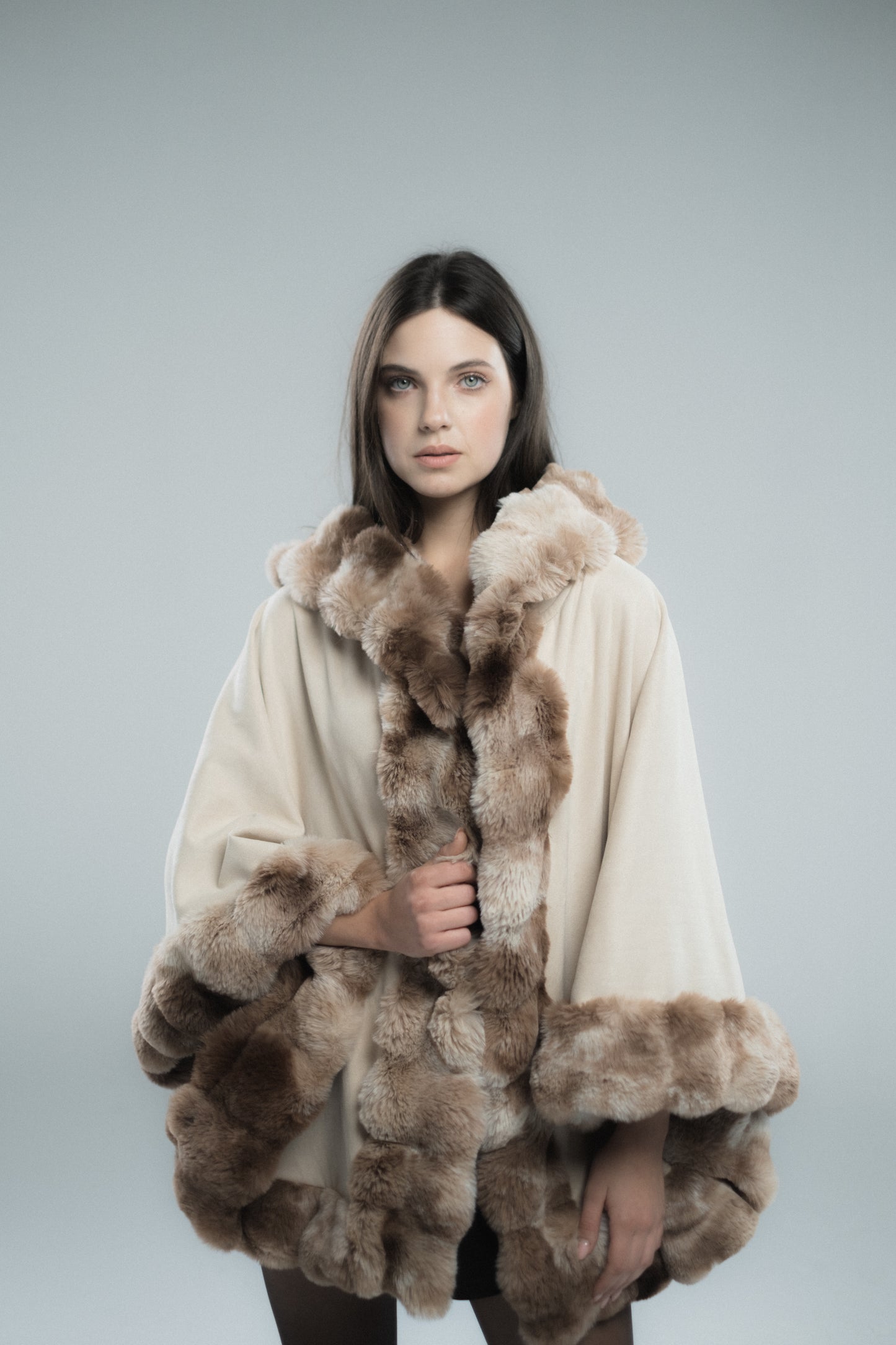 Beige-Brown Shamwah-Fur Cape