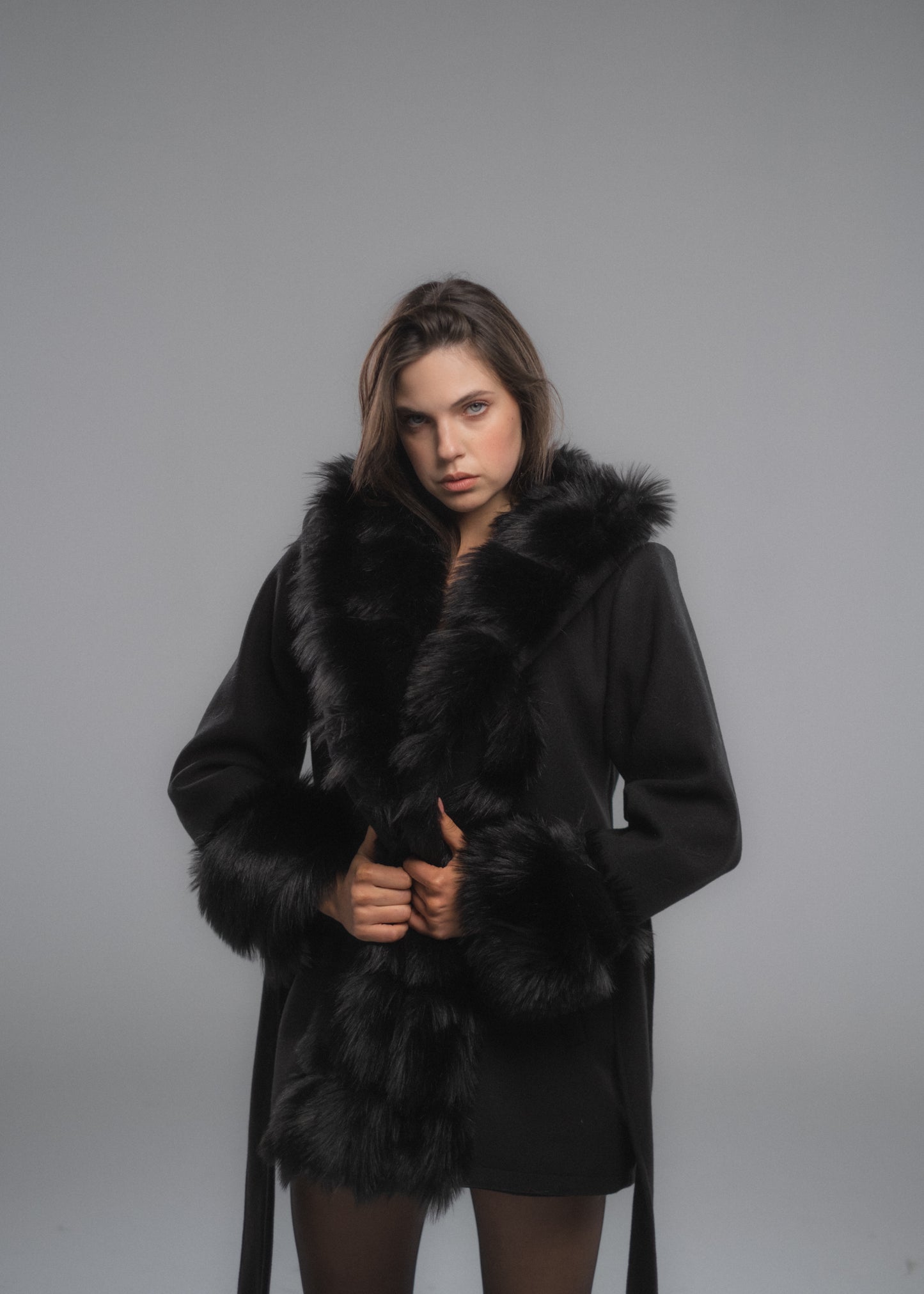 Russet-Fur Black Front Jacket