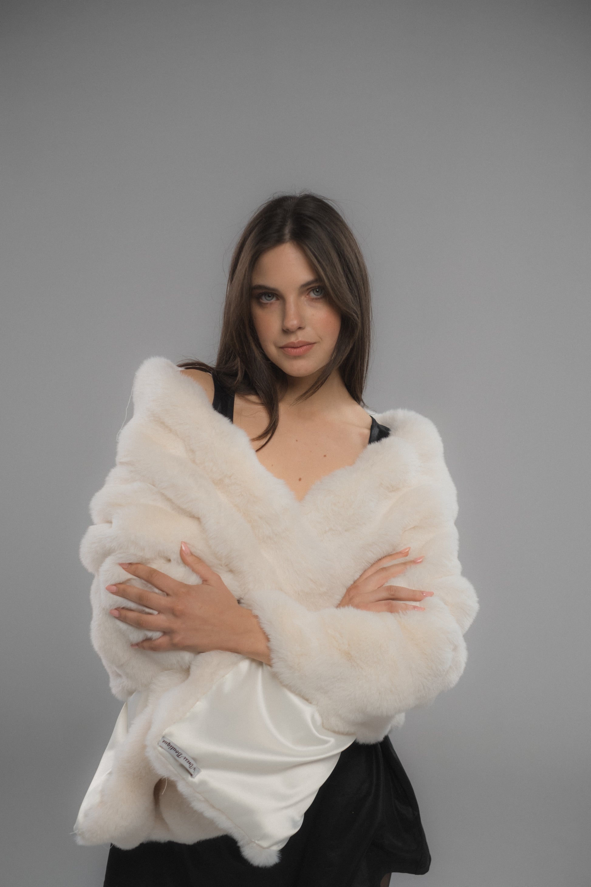 black dress with white fur shawl Ivory with Black Faux Fur Bridal Wrap, Wedding Fur shrug, White Fur Wrap, Bridal Faux Fur Stole Fur Shawl Cape (Butterfly Wht03)