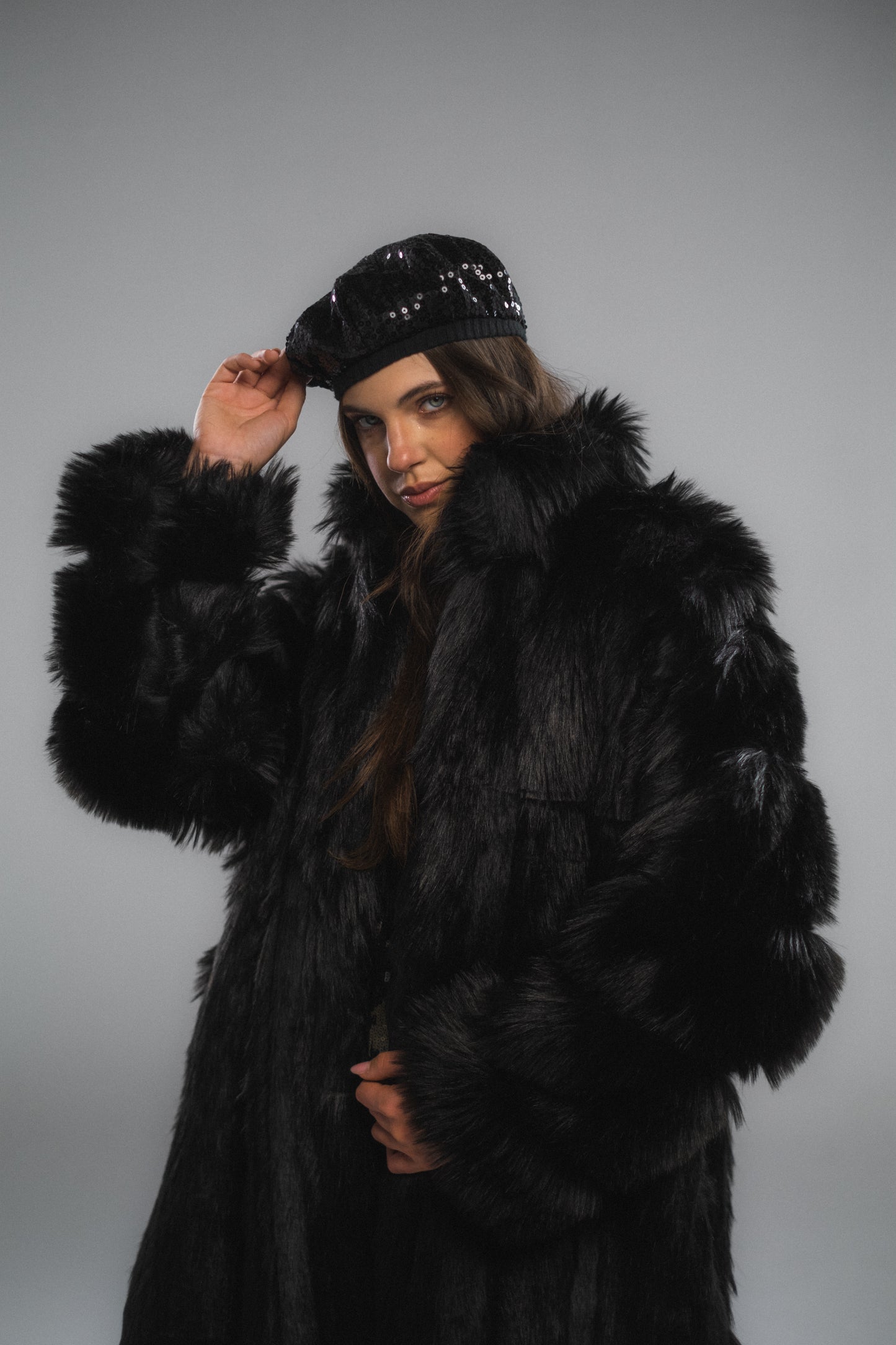 Two-Way Striped Fur Coat