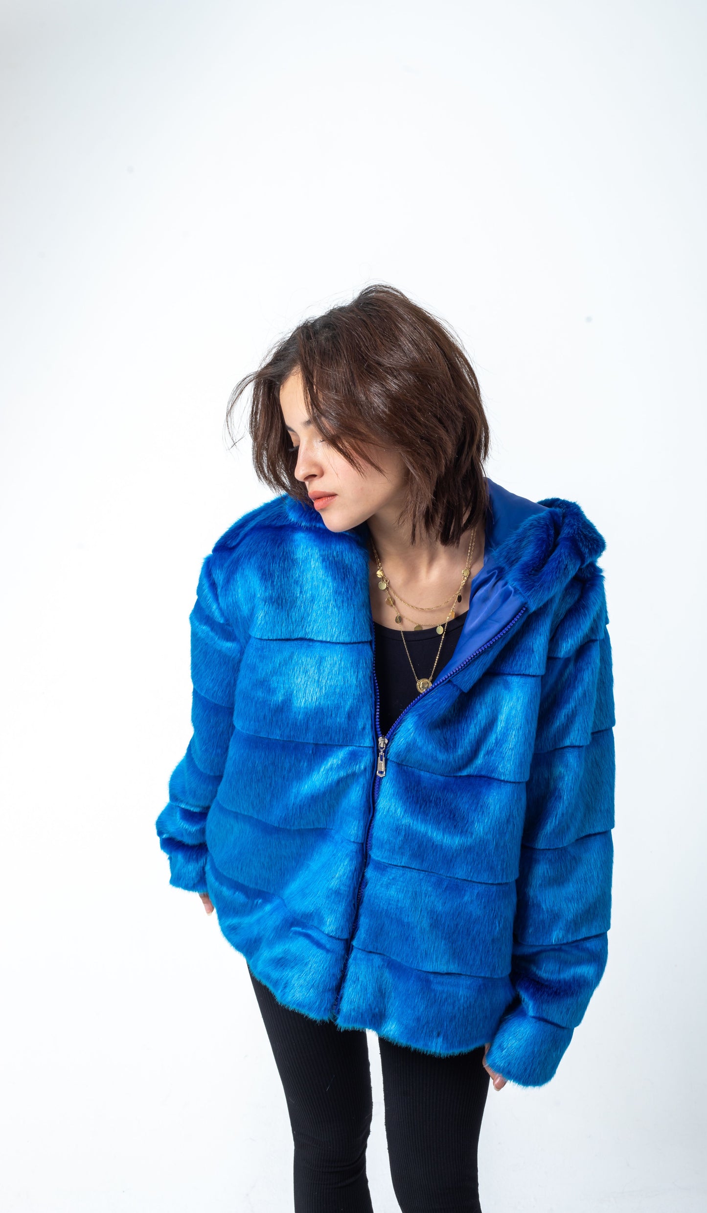 Azure Blue Fur Jacket