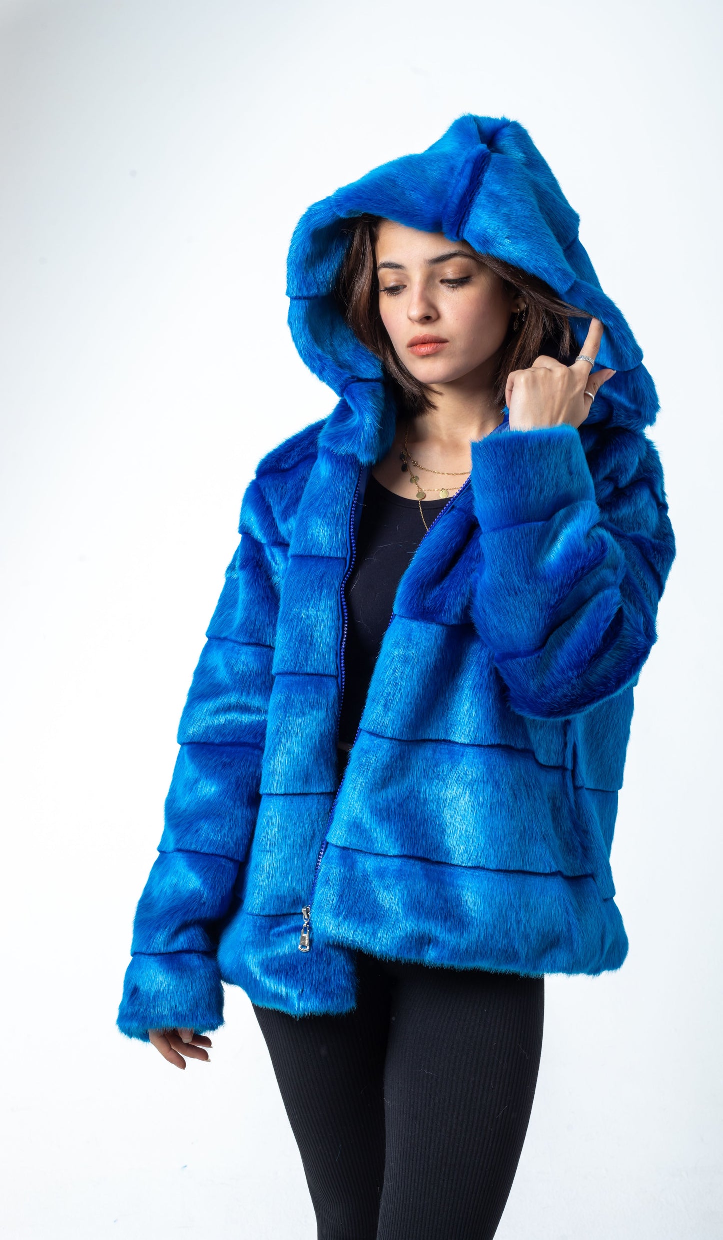 Azure Blue Fur Jacket
