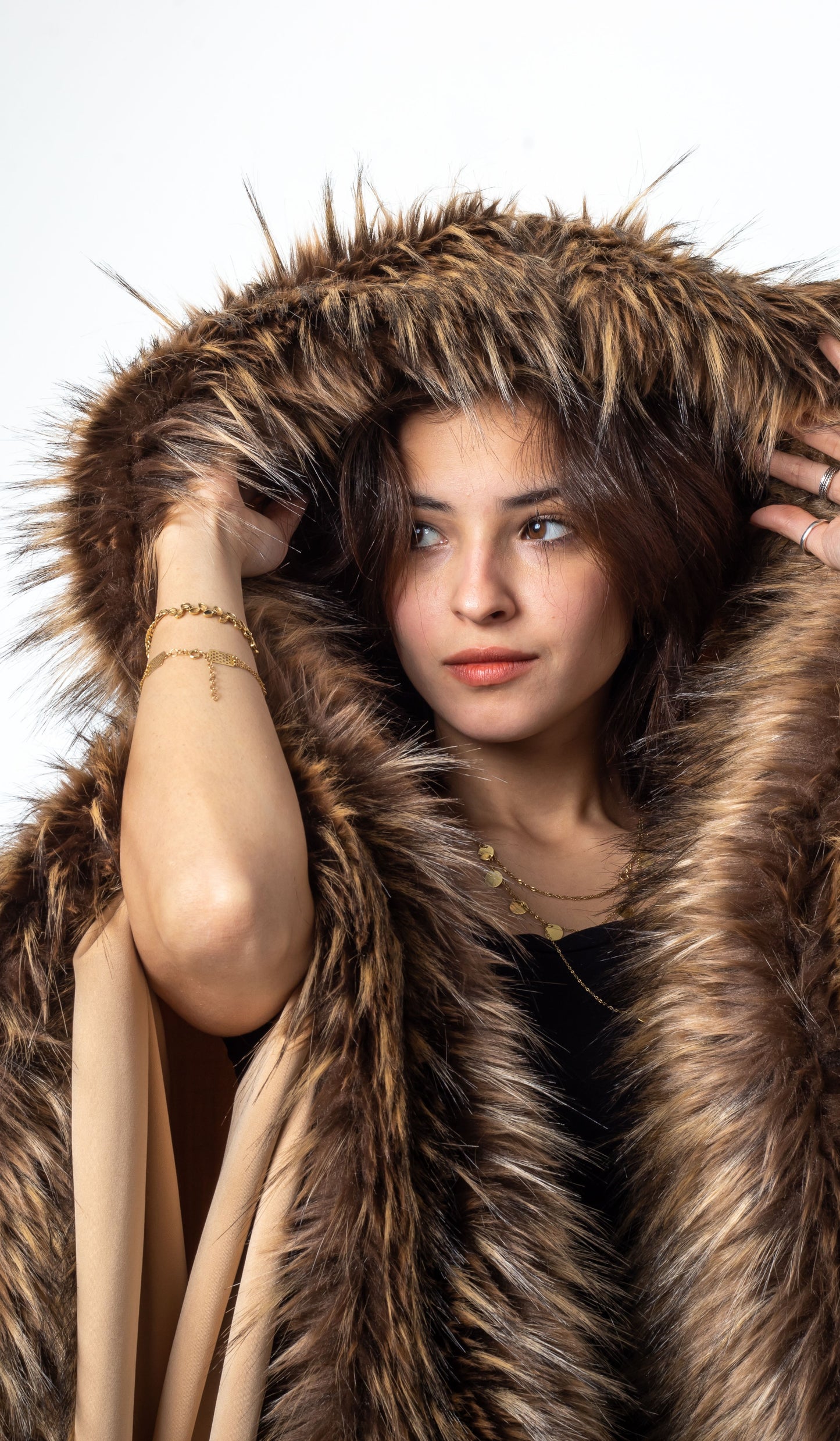 Beige-Brown Russet-Fur Cape